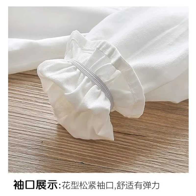 2025 Spring Baby Girls Lace Blouses Kids Button Up White Shirts Doll Collar Tops Autumn 1 To 12Yrs Childrens Casual Clothing C251007