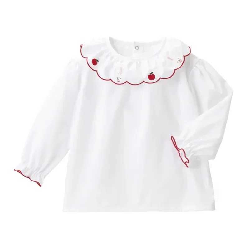 Girls Clothes Spring and Autumn Childrens Cartoon Rabbit Embroidery Lace Collar Long Sleeve Shirt Underwear C251007