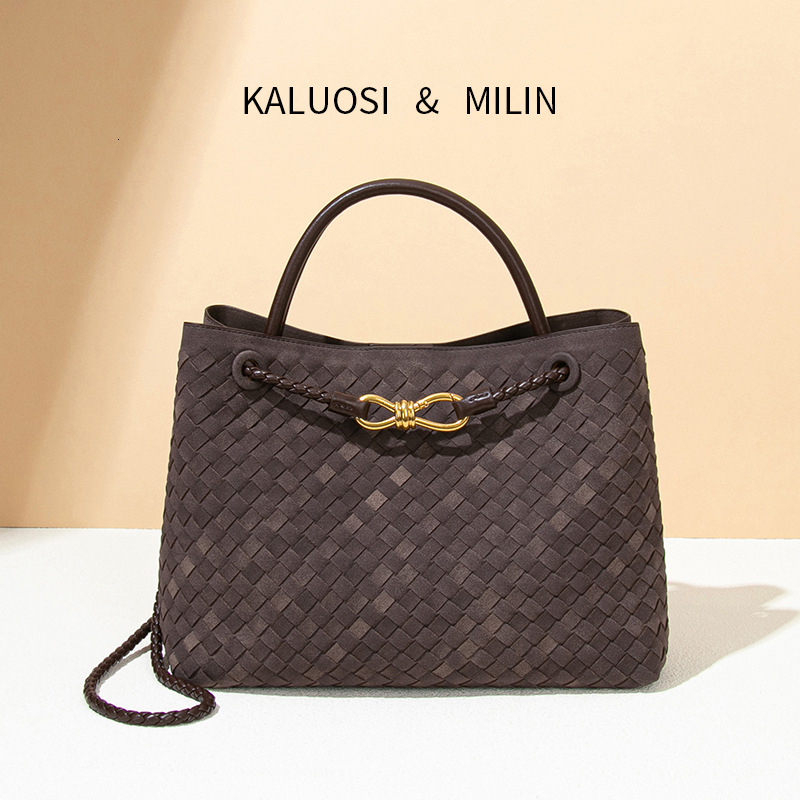 New Fashion Women's Handbag Shoulder Crossbody Handwoven Soft Leather Tote Bucket Bag