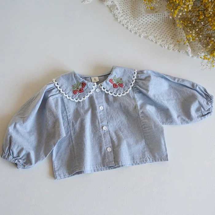 Korean Version of Girls Baby Spring and Autumn Pure Cotton Lapel Versatile Shirt Infant Soft Casual Lace Cardigan C251007