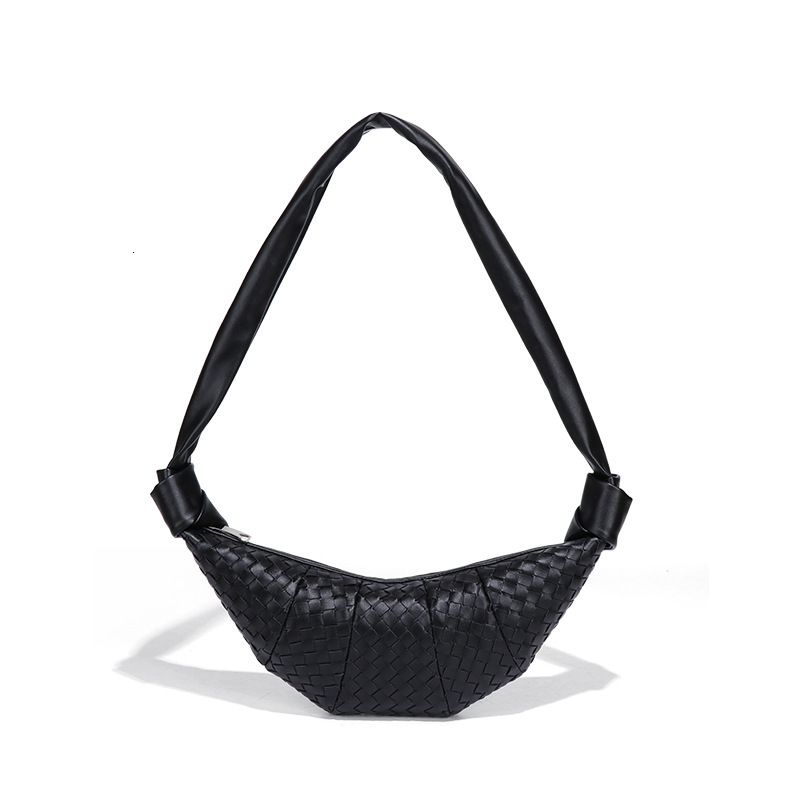 Fashion New Women's Croissant Woven Soft Leather Dumpling Single Shoulder Baguette Underarm Bag