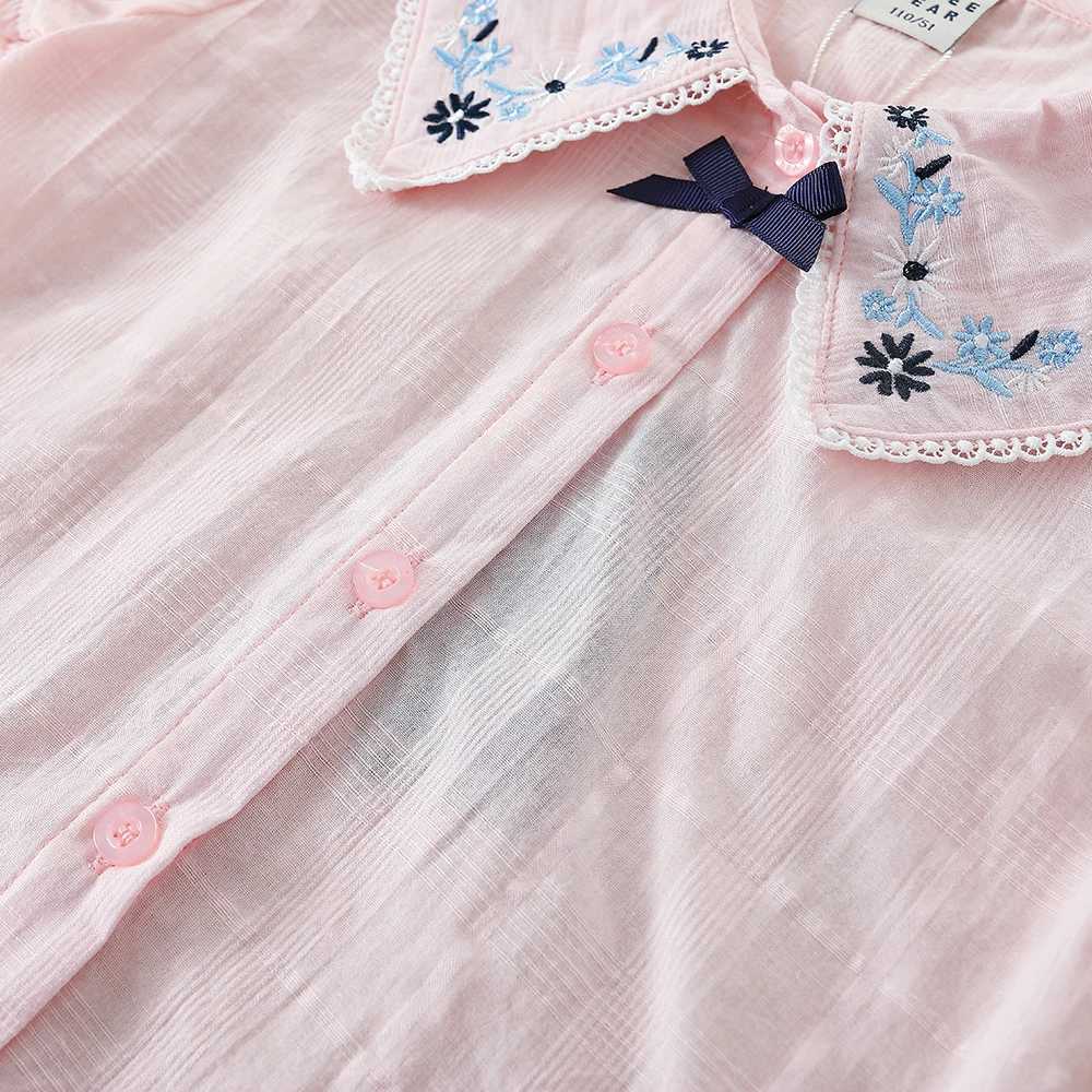 Girls Blouse Shirts Summer Short Sleeve Cotton Lovely Lace Causal White Tops Childrens High Quality Clothes C251007