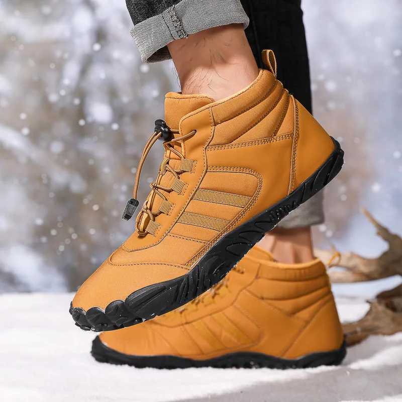 2024 Snow Boots Waterproof Men Winter Shoes Barefoot Ankle Boots Couple Snow Shoes Outdoor Hiking Shoes Fur Warm Plush Boots J251007
