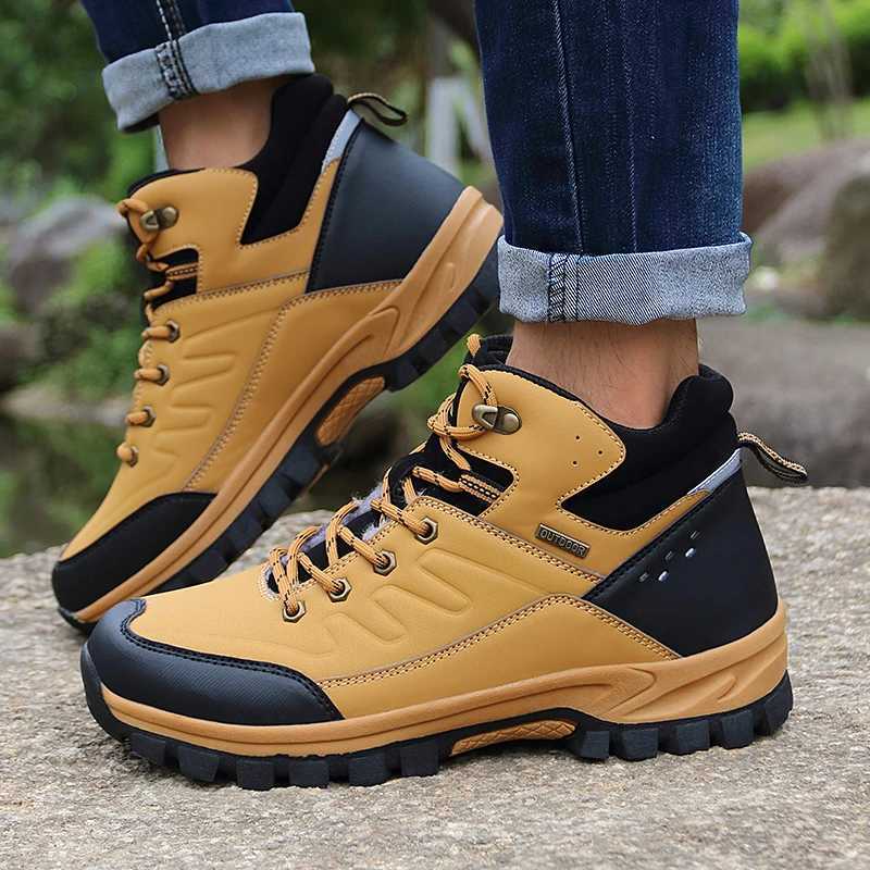 Men Hiking Shoes Outdoor Laceup Antislip Wearresistant Ankle Boots Men Hightop Boots Men Breathable Casual Sports Shoes Men J251007
