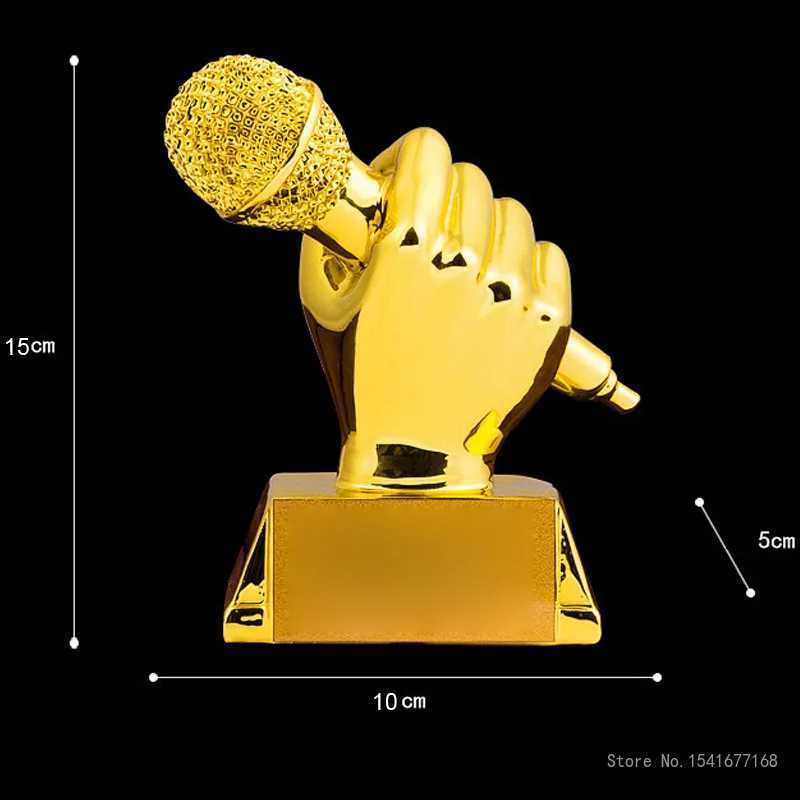 Golden Microphone Trophy Good Vo Trophy sic Award Cup Singing Cpetition Reward 1Pc Y251008
