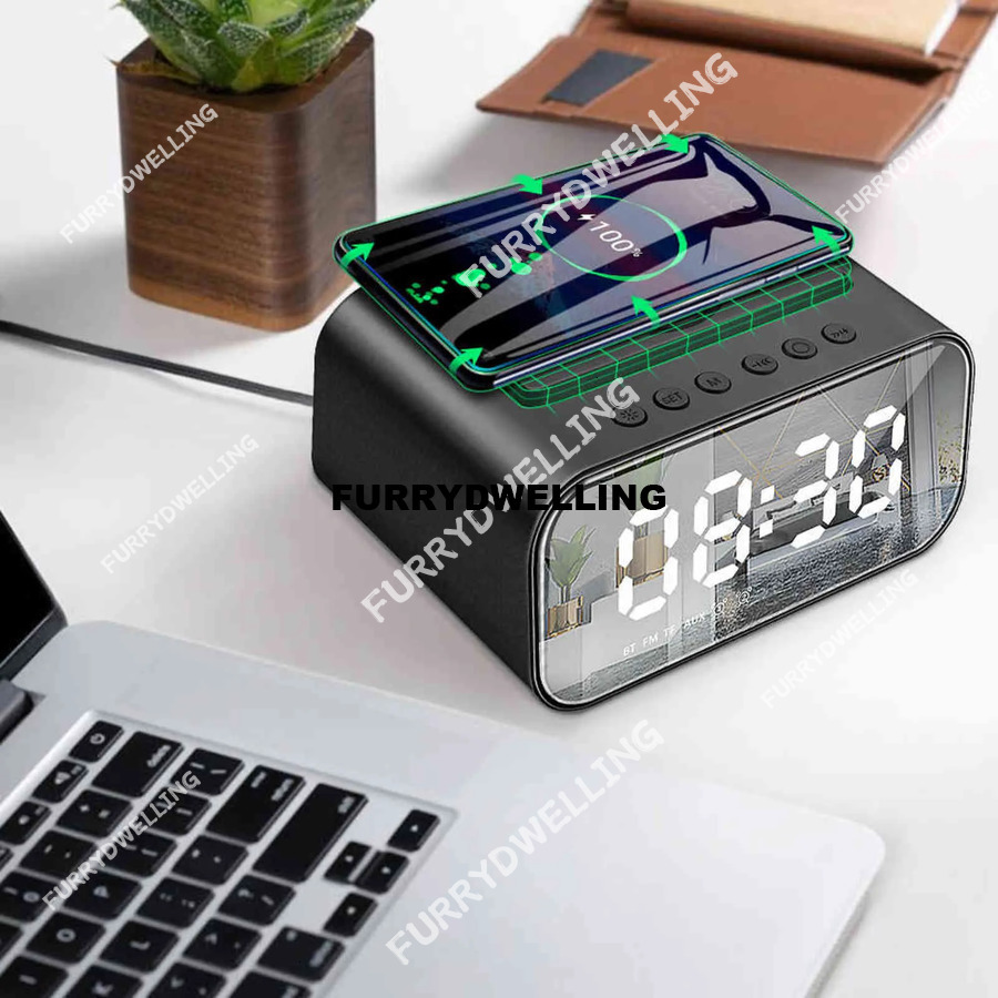 Wireless Alarm Dwe74 Bluetooth Speaker LED Smart Digital Clock Table Electronic Desktop Clocks Fm Radio USB Fast Charger 211111