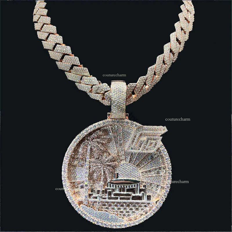 Hot Hiphop Rock Sterling Sier with d Vvs Pass Dia Tester Music Party 3 Inches Moissanite Pendant