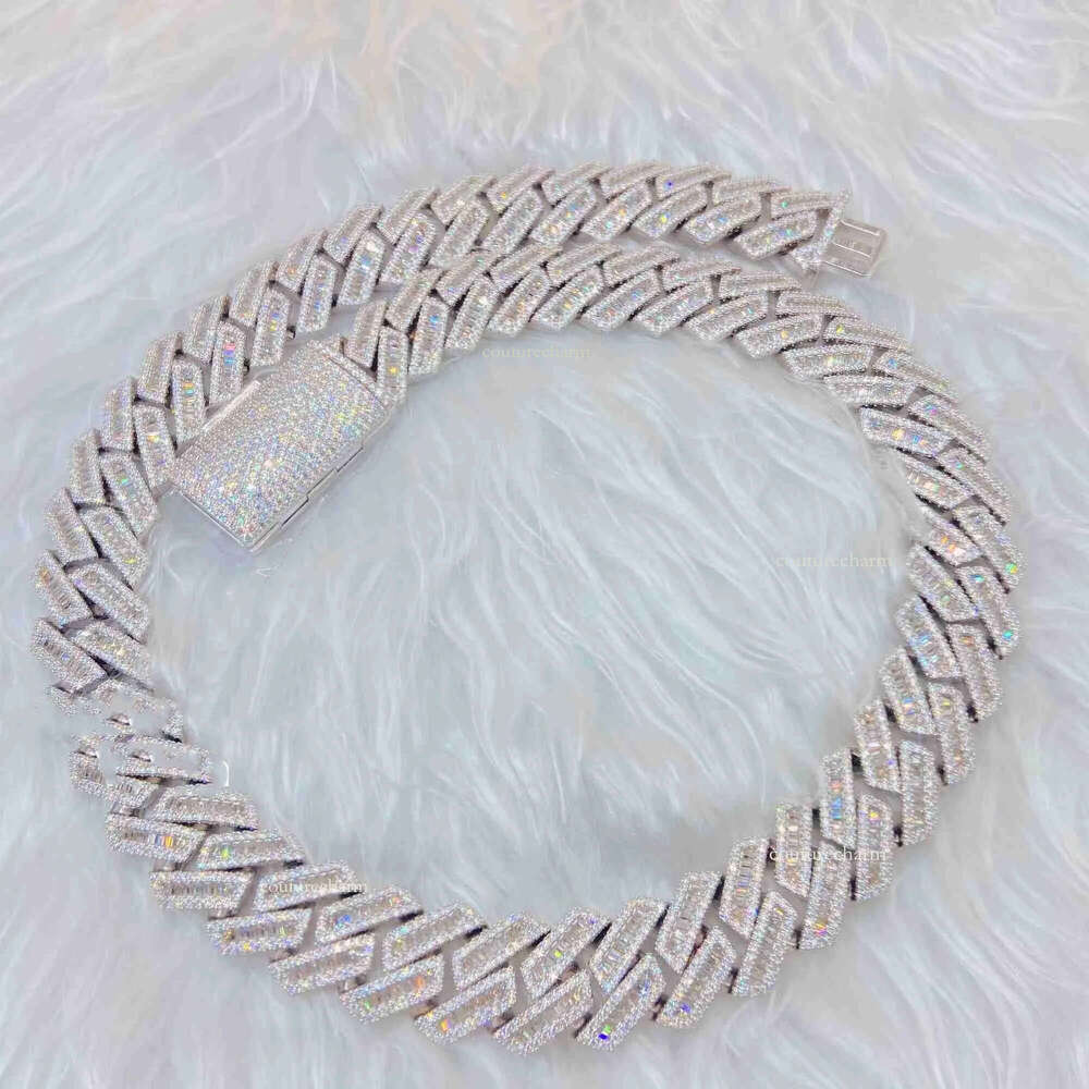 Moissanite Iced Out Chain Necklace Hip Hop Fine Jewelry Baguette Men's Necklaces Sterg Fully Designer Jewellry