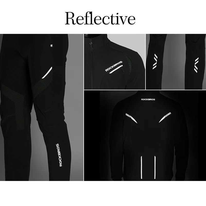 ROCKBROS Long sleeve Cycling Sets Winter Thermal Fleece Jersey Windproof Reflective Jacket Bicycle Sportswear Cycling Clothings J251008