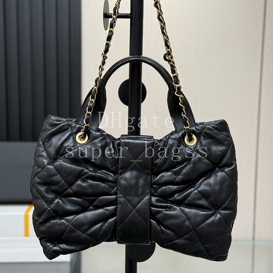 Shiny Lambskin Velvet-Effect Nylon Hobo bag Tote evening bag Luxury designer bag 38CM chain bag genuine leather handbag Mirror quality shoulder bag with box C045