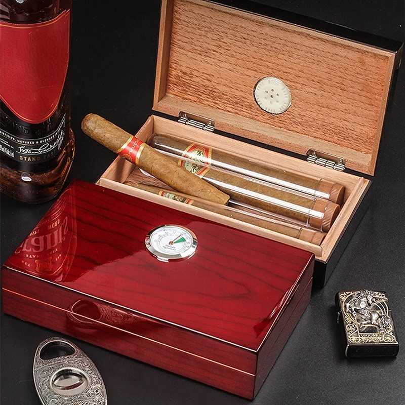 Cedar Wood Cigar Box Case Cigar Humidor Box Case Cigar Humidifier Hygrometer Cigar Humidor Sigaren Box Cigar Storage Box Case Y251008