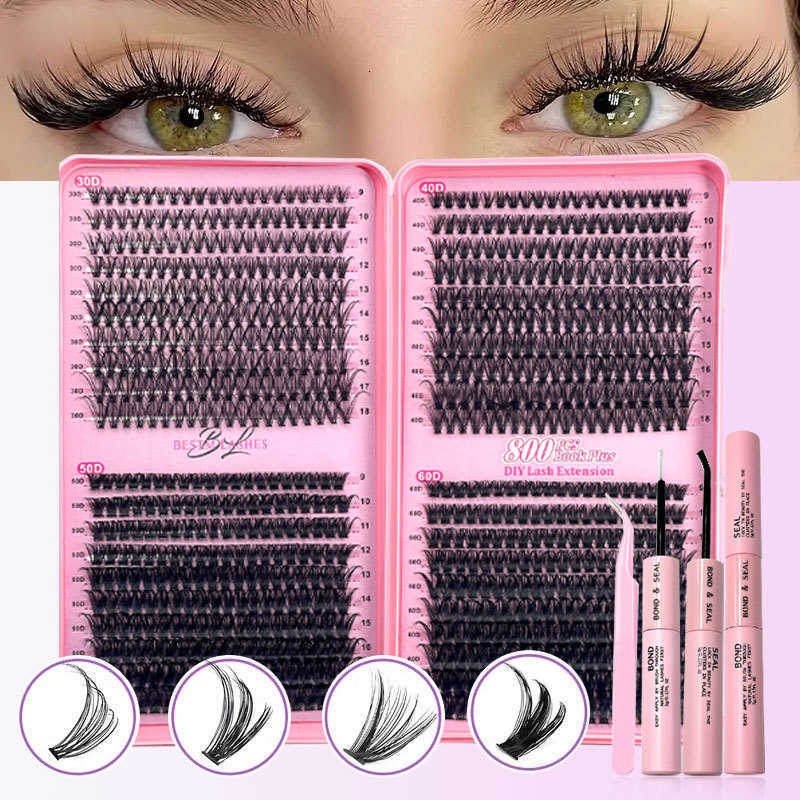 DIY false eyelashes 9-18mm mixed length eyelash book 30D, 40D, 50D, 60D glue tool set D curl W250627