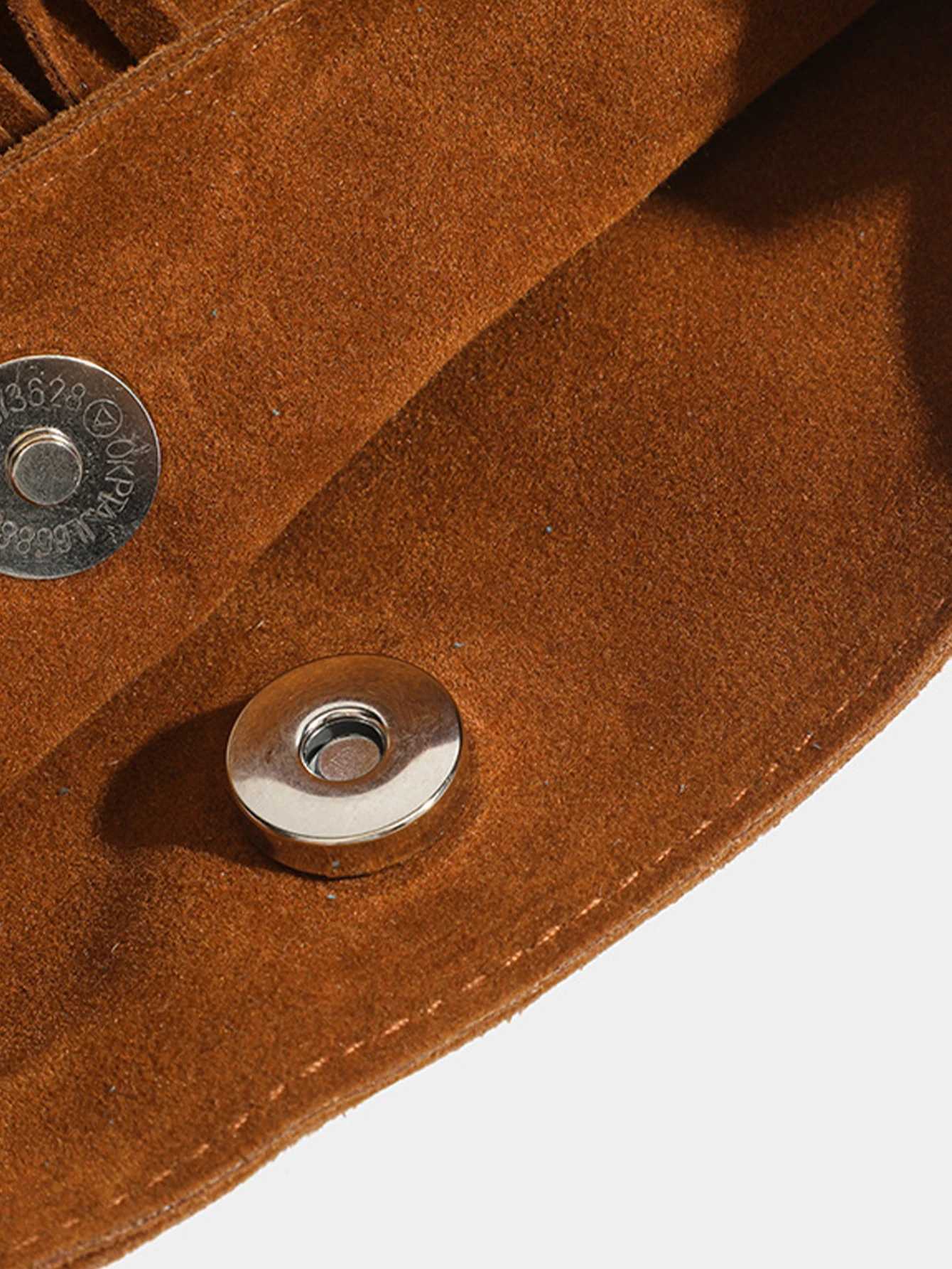 Fashionable and versatile American Bohemian Tassel Bag for Fake Suede Retro Saddle Bag OneShoulder Crossbody BagT251007