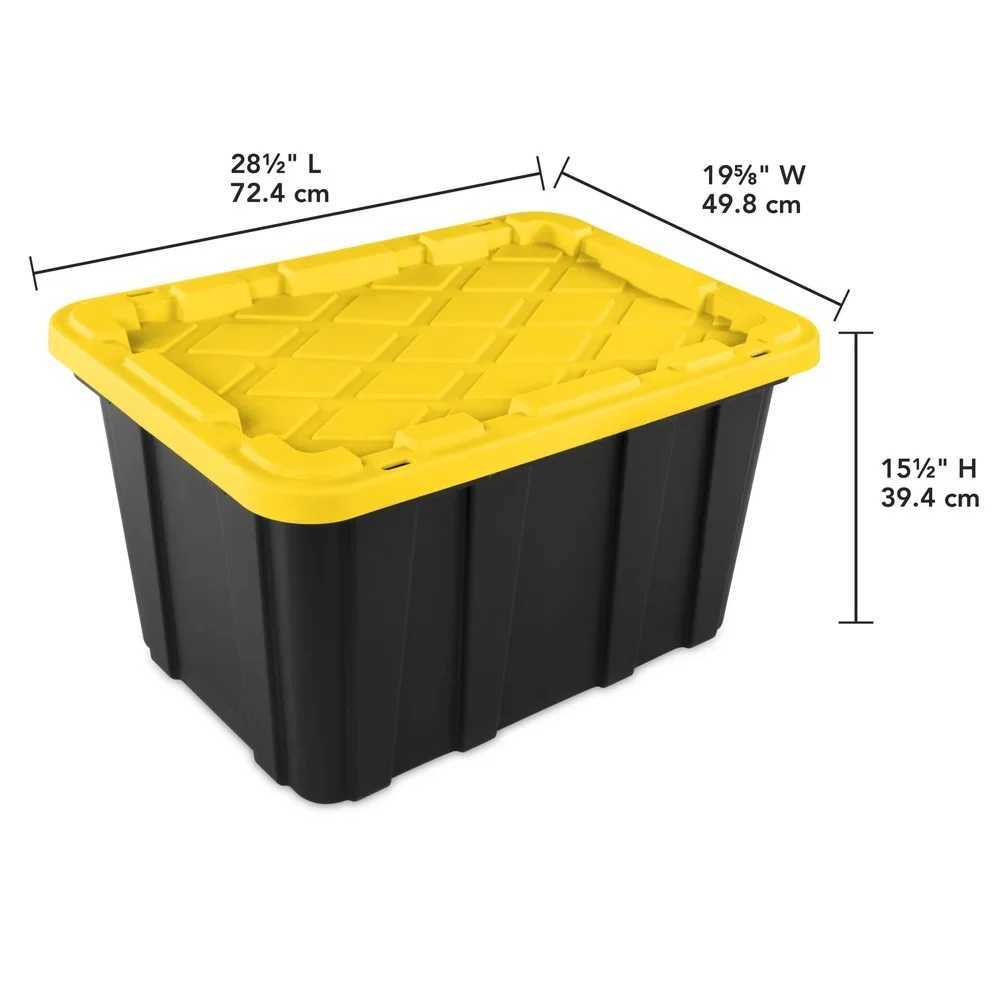 27 Gallon Heavy Duty Plastic Storage Bin with SnapOn Lid Stackable Totes Garage Basement Attic Transport and Organization C251008