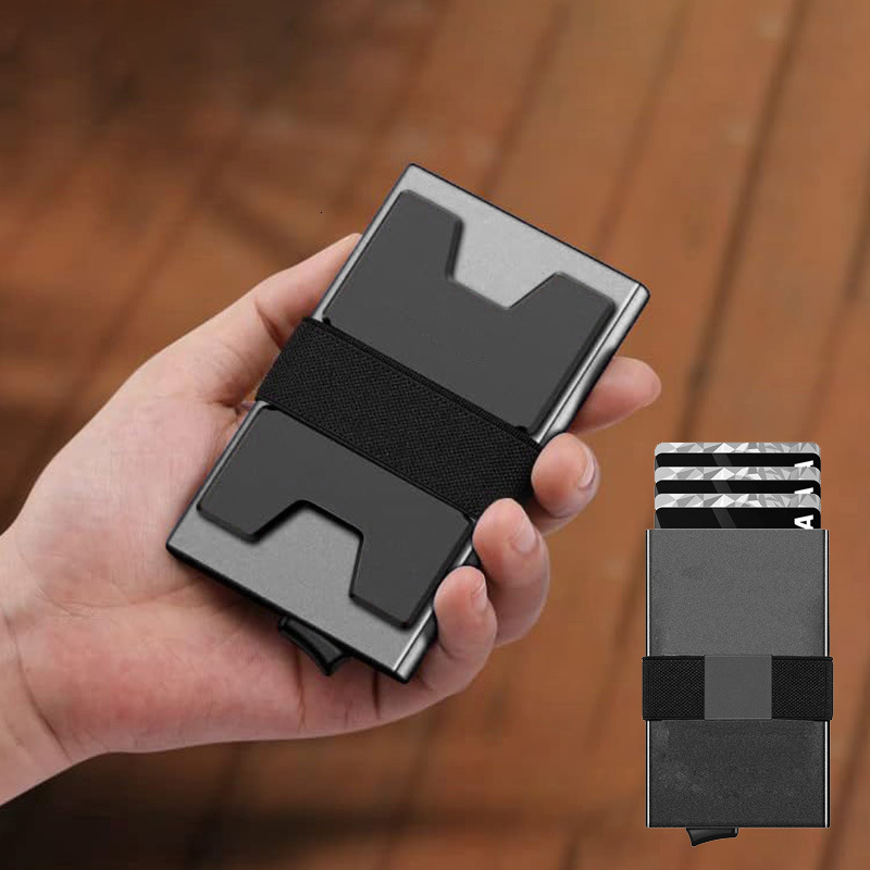 Smart Airtag Wallet Men Metal Wallet with Airtag Holder - AirTag Wallet for Men Airtag Slim Minimalist Pop Up Card Wallet 250708