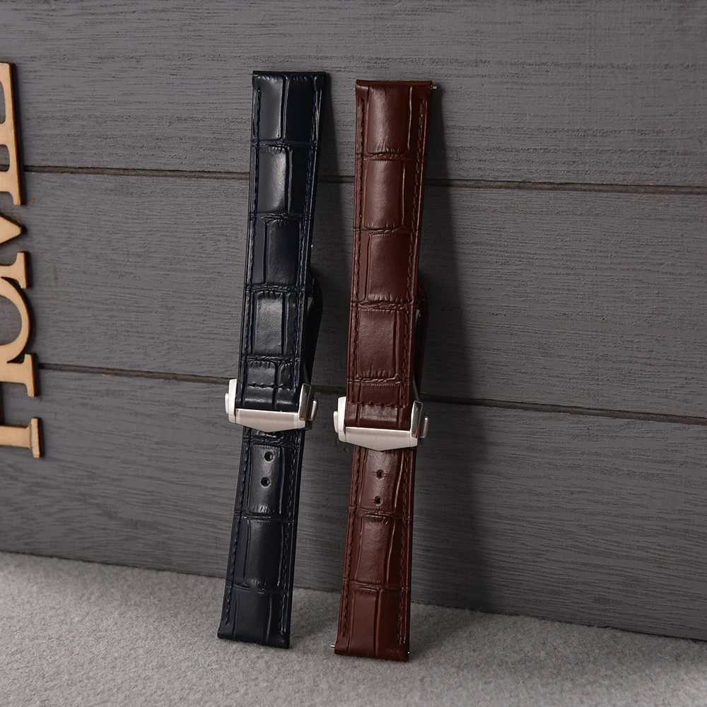 19mm 20mm 21mm 22mm High Quality Genuine Leather Watch Strap For Omega 007 Seamaster 300 Business Clasp AccessoriesXJ251009