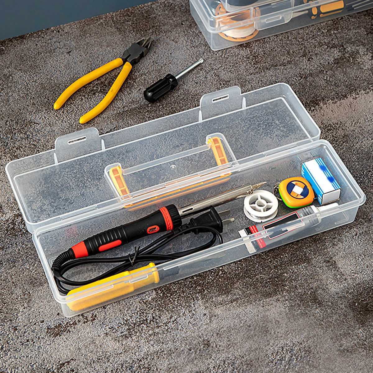 WORTHBUY Transparent Tool Storage Box With Handle Portable Sealed Dustproof Tools Storage Organizer Multifunctional Tool Case C251008
