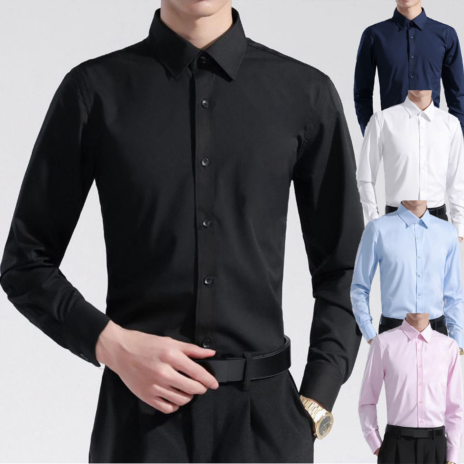 White Designer Hoodie Designer Shirt Shirt Men Long Sleeve Slim Fit Spring Autumn Korean Style Trendy Men's Business Short Sleeve Shirt Solid Polo Color Handsome