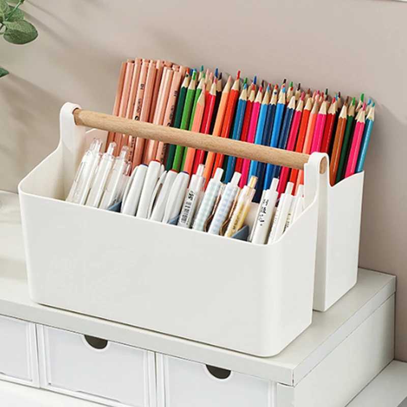 Storage Box Desktop Stationery Cosmetic Storage Holder Large Capacity Sundries Storage Basket School Office Portable Pen Holder C251008