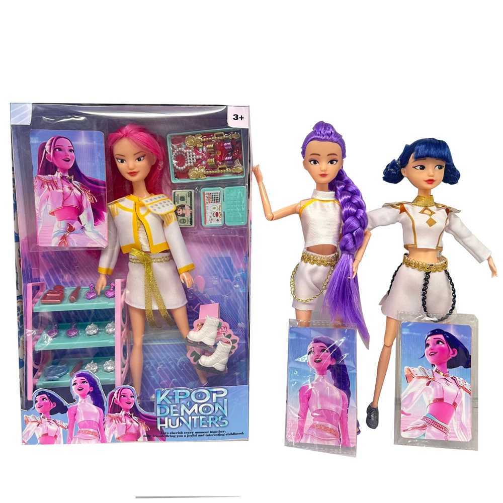 NEW Anime KPop Demon Hunters Doll Vinyl Toy Rumi Mira zoi Character Hands and feet can swing doll Fan Club Colorful lights GiftsJ251008