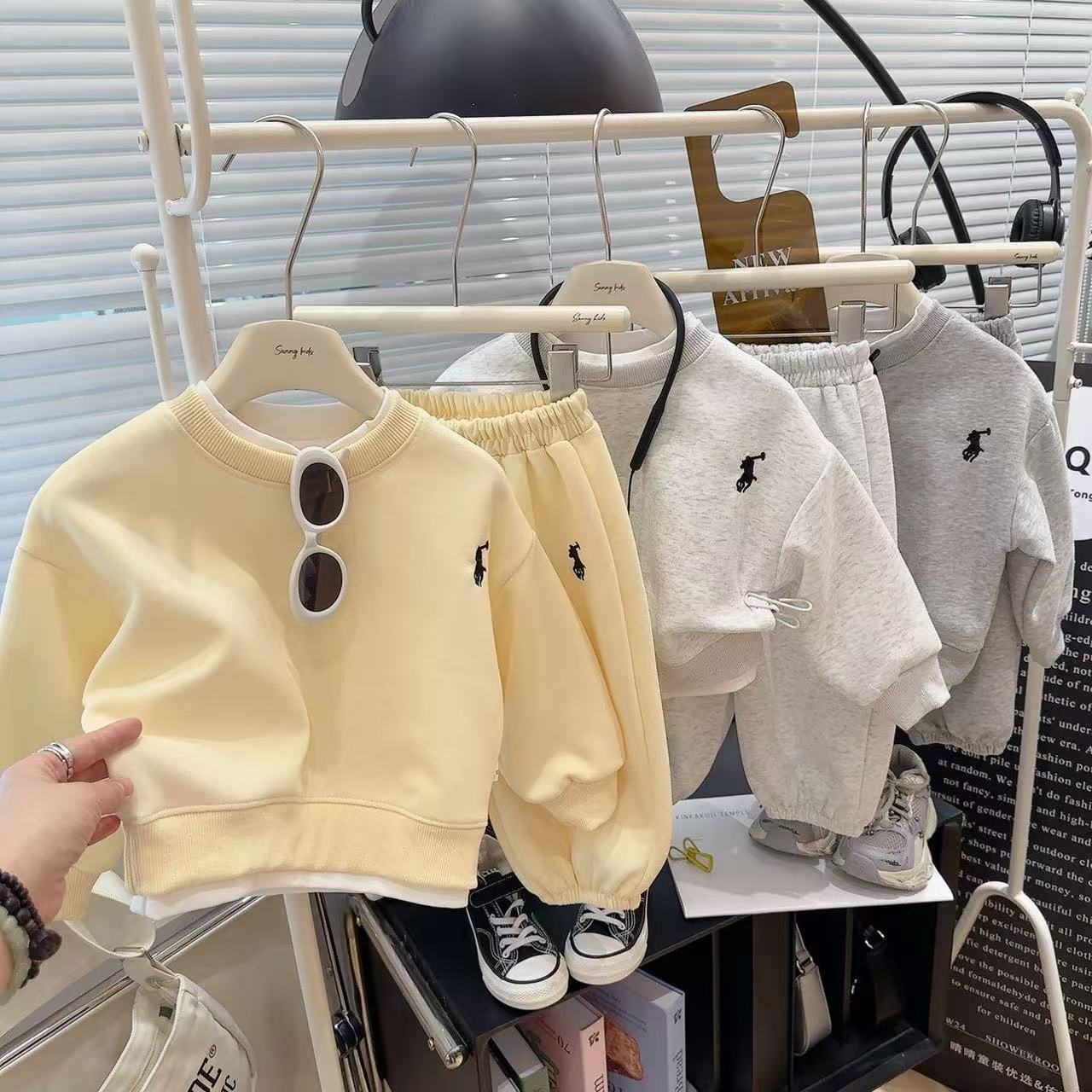 2025 New Autumn Casual Sportswear Embroidered Kids Hoodie Set Korean Style Tracksuit Free Shipping