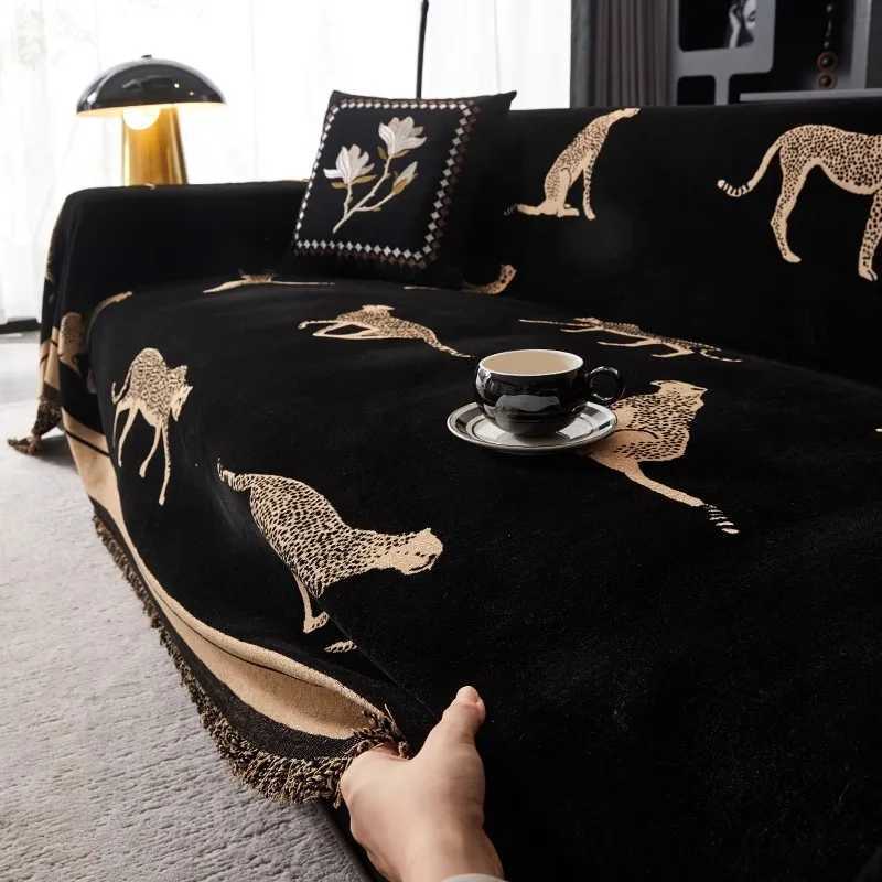 Chenille Sofa Towel Leopard Animal Anti Cat Scratch Furniture Protector Bedspread Sofa Towel Full Cover Blanket Sofa Towel Cloth Y251008