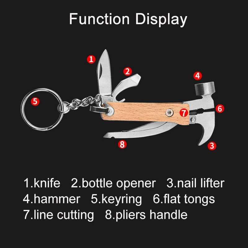 MultiTool Claw Hammer 8 in 1 for Outdoors for Men Husband Grandpa Bridegroom Gifts Cool Gear Camping Material Survival To J251121