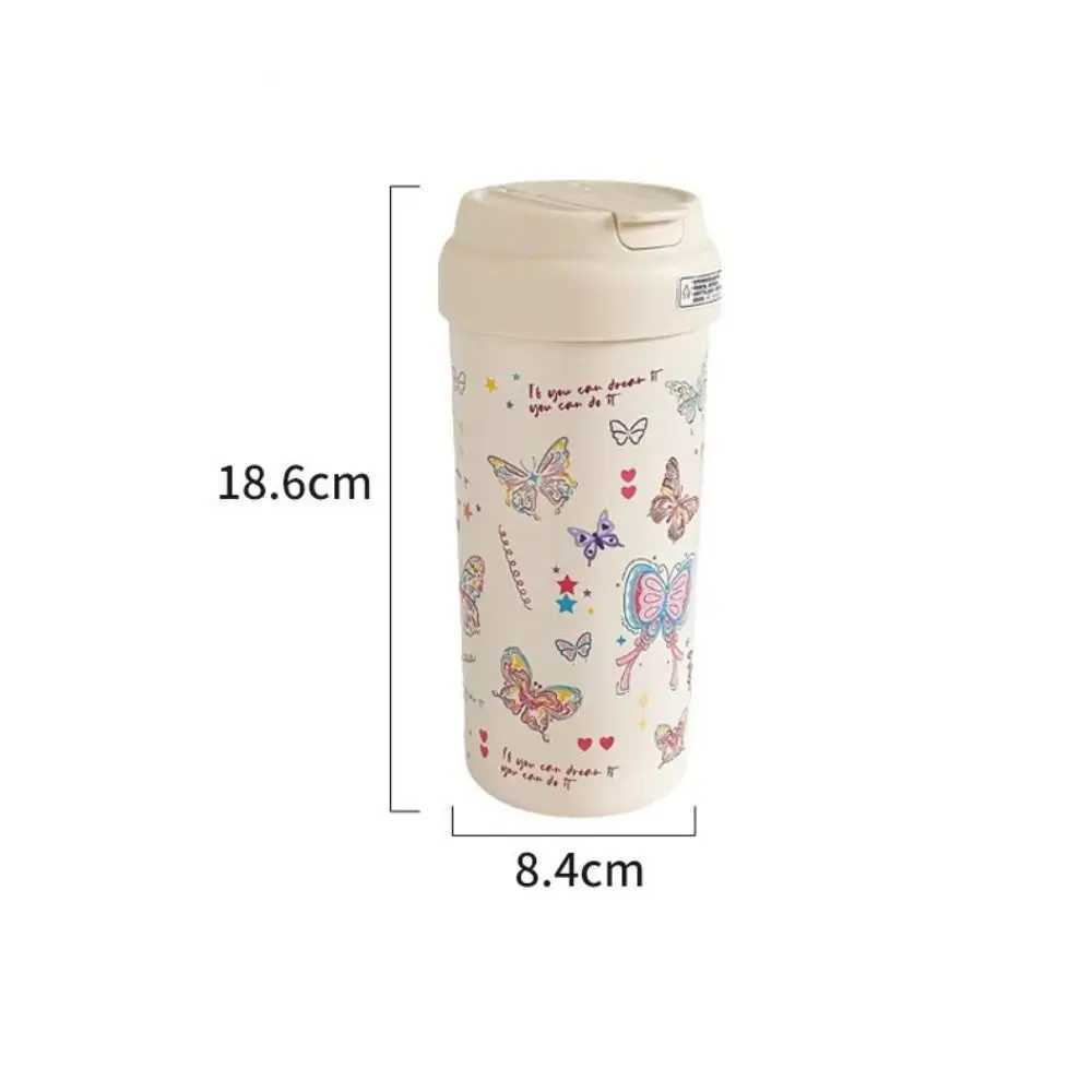 Kawaii 550ML Flask Tumbler Stainless Steel with Tea Strainer Water Cup Butterfly Vacuum Insulateds Cup C251008