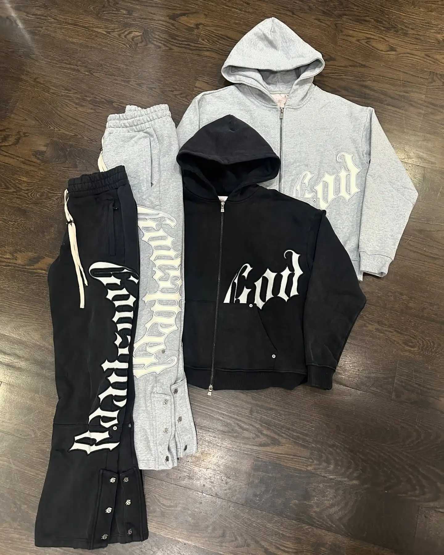 Y2k Retro Zipper Hoodie and Sweatpants 2piece Set Washed Cotton Men Women Tracksuit Gothic Letter Loose Sweatshirt Jogger Suit L251008