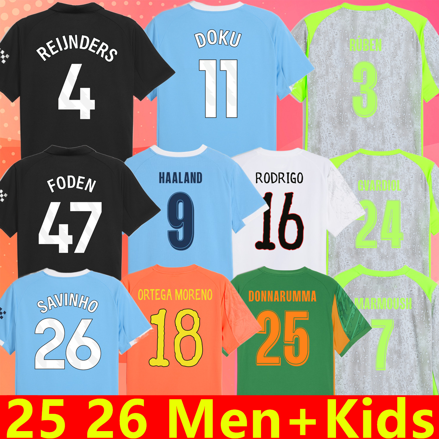 2025 2026 Soccer Jerseys HAALAND DE BRUYNE PHILLIPS GREALISH FERRAN MAHREZ FODEN BERNARDO JOAO CANCELO Z RODRIGO 25 26 Football Shirt Men Kids Kit Sets Uniforms