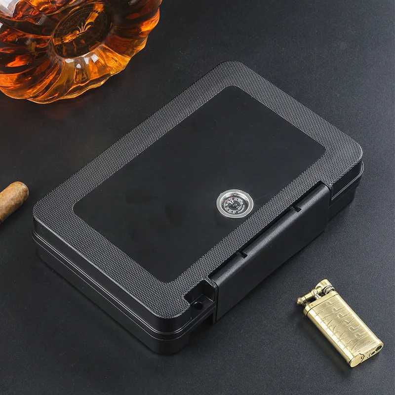2024 New Design Cigar Humidor With Hygrometer And Humidifier ABS Travel Cigar Box Case Storage For 5 Cigars Smoking Accessories Y251008