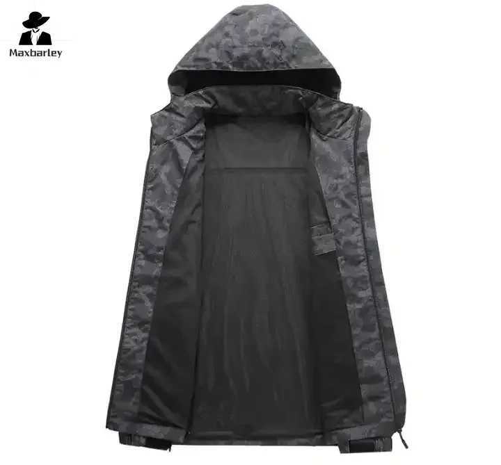 Autumn Casual Coat Men Waterproof Hiking Camping Camo Jackets Outdoor Hooded Windbreaker Jacket For Men Climbing work clothes J251008