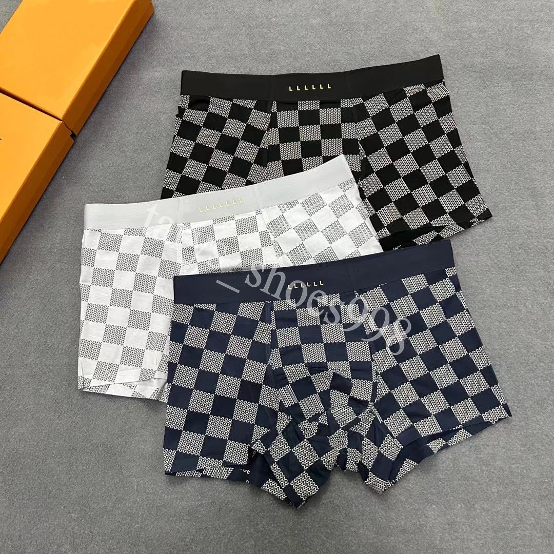 New Pure Cotton Men V Underpants Designer Soft Breathable Printed L ouiss Boxers Shorts Male Sexy Underwear 3pcs/lot
