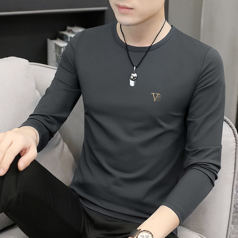 2025 Modal Long Sleeve Polo T-shirt Designer Hoodie Men's Round Neck Autumn Base Shirt In Inner Layer Spring Autumn Top Designer Shirt Men's Trendy
