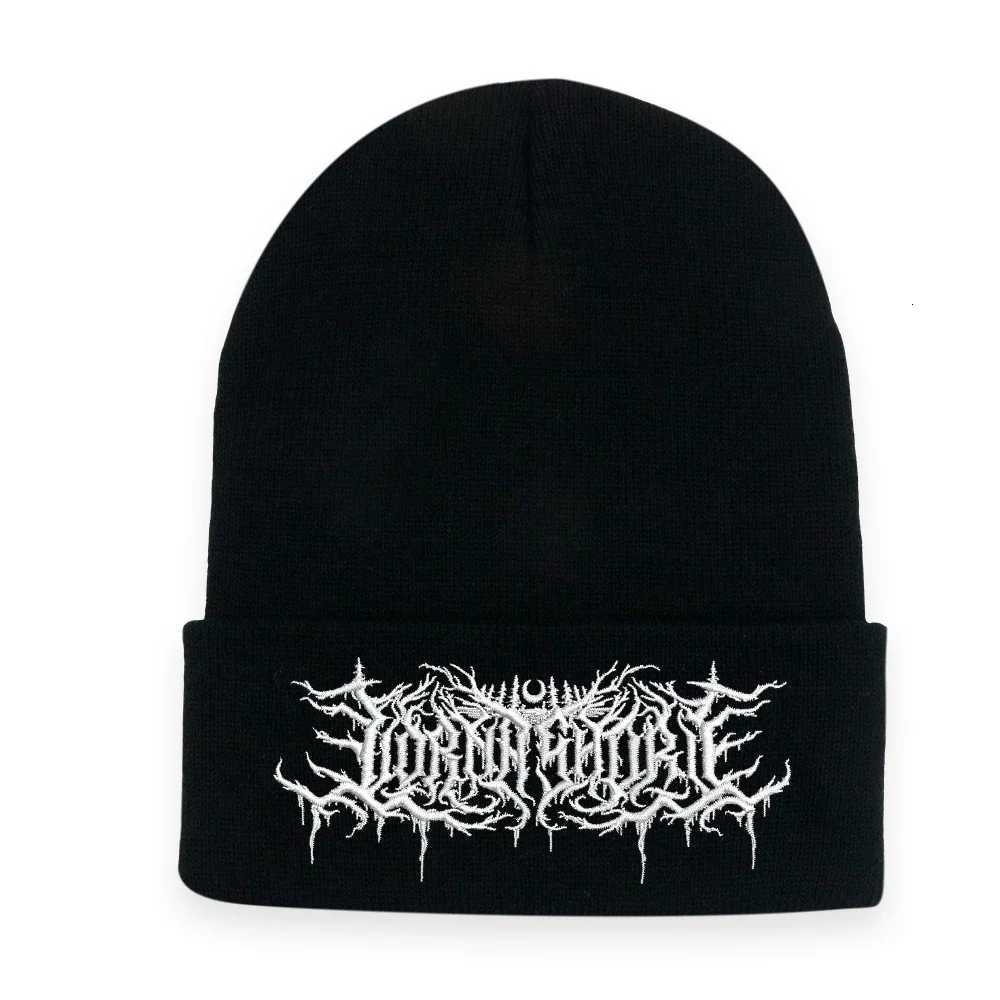 Lorna Shore Beanie Embroidery Grunge Knitted Hat Soft Gothic Y2k Punk Streetwear Winter Hat Unisex Outdoor Sports HatXJ251008