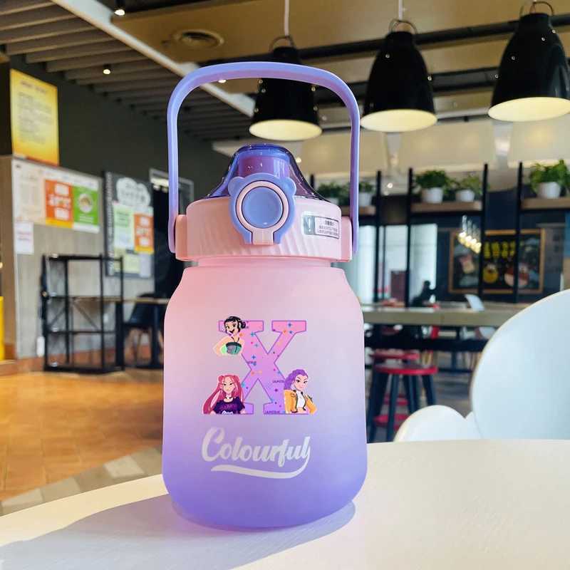 Kpop Demon Hunters High Quality Large Belly Cup Cartoon Letter Printed Water Cup Students Portable Highcapacity Water Bottle C251008