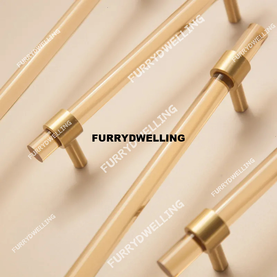 Champagne Cupboard Handle Simple Brass Acrylic Dresser Dwe74 Drawer Pull T Bar Bedroom Bathroom Furniture Handles