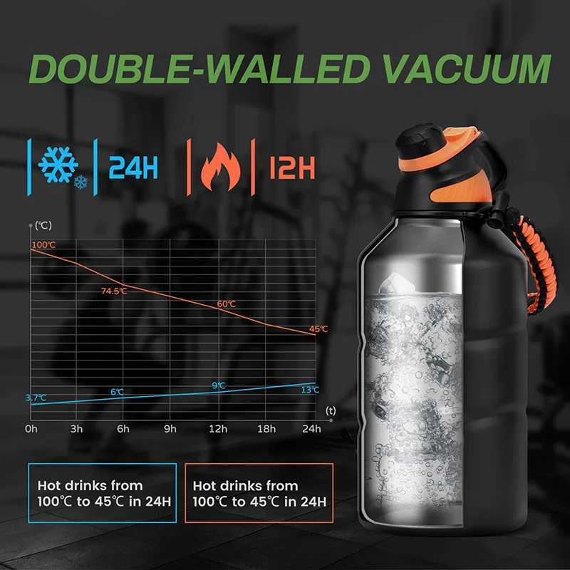 FEIJIAN Thermos Bottle 19L Large Capacity Stainless Steel Thermal Water Bottle Cold and Hot Vacuum Flask With rope Gym C2510081