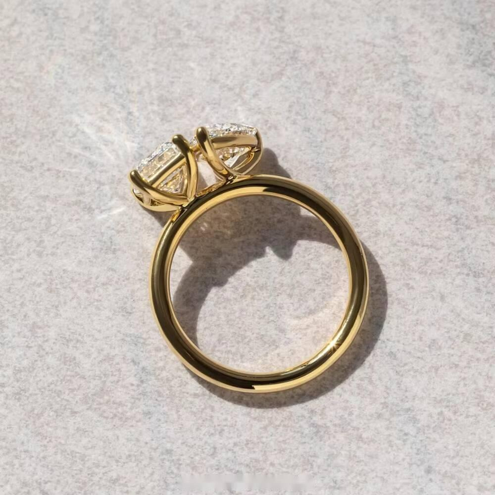 Custom MOI ET TOI Style 2CT Pear Octagon Moissanite 18K Gold Yellow Wedding Engagement Ring Fine Jewelry Women Fine Rings