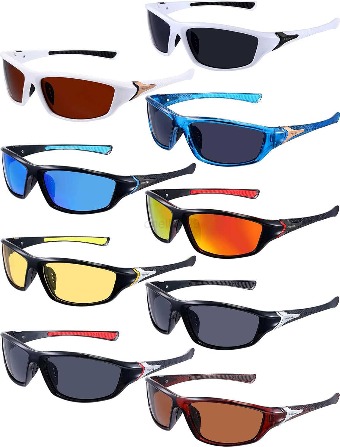 9 Pairs Polarized Sports Sunglasses for Men Driving Shades Running and Polarized Sunglasses W251008