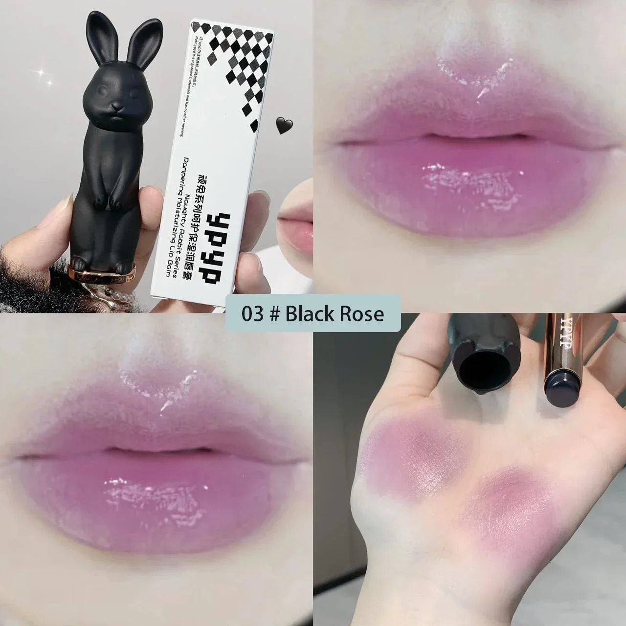 Rabbit Black Rose Lip Balm Gloss Not Dryness Peach Transparent Lip Tint Moisturizing Power Lipstick Makeup Base For Girls 250930
