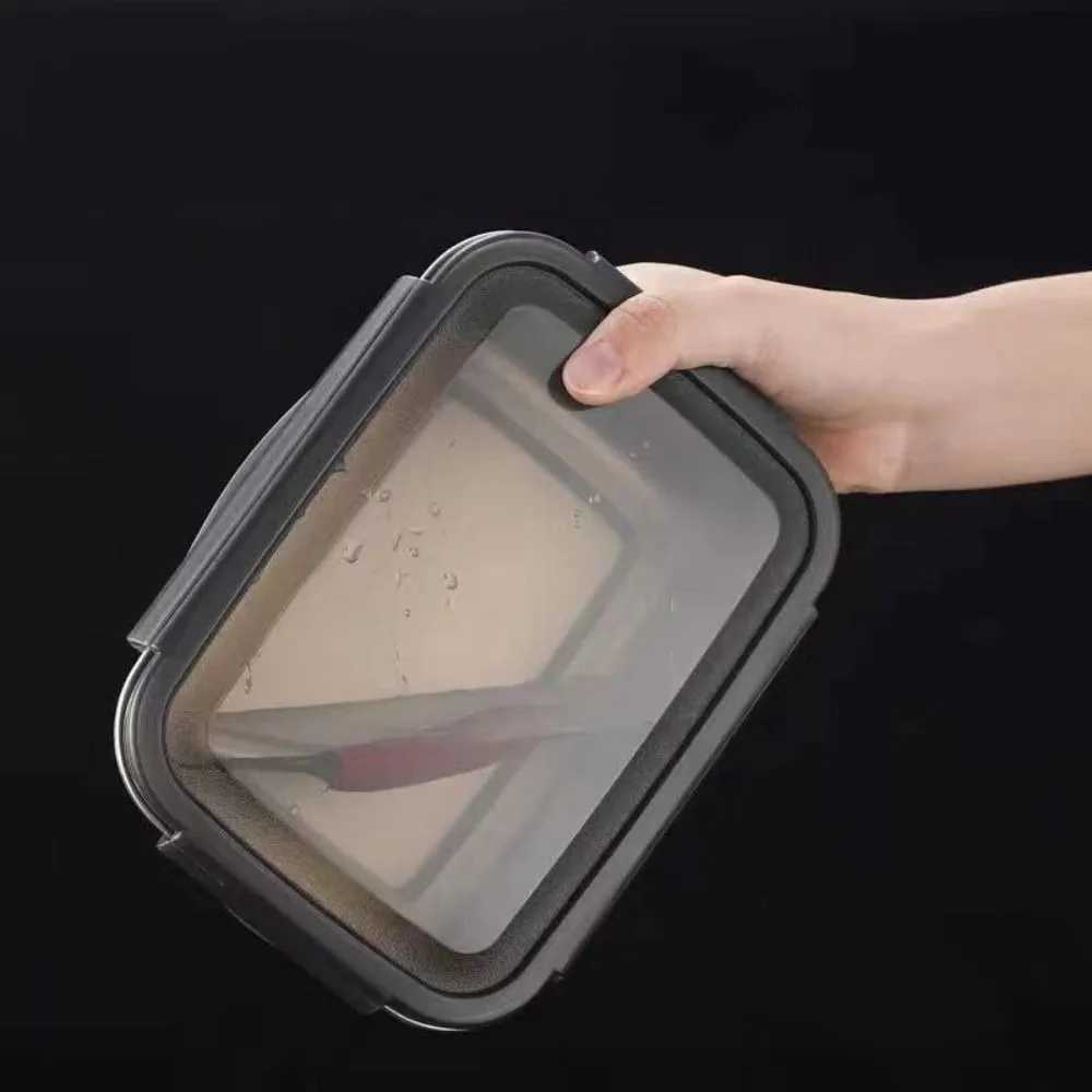with Handle Stainless Steel Crisper Sealed Large Capacity Freshkeeping Box Rectangular Korean Pickle Box Picnic C251008