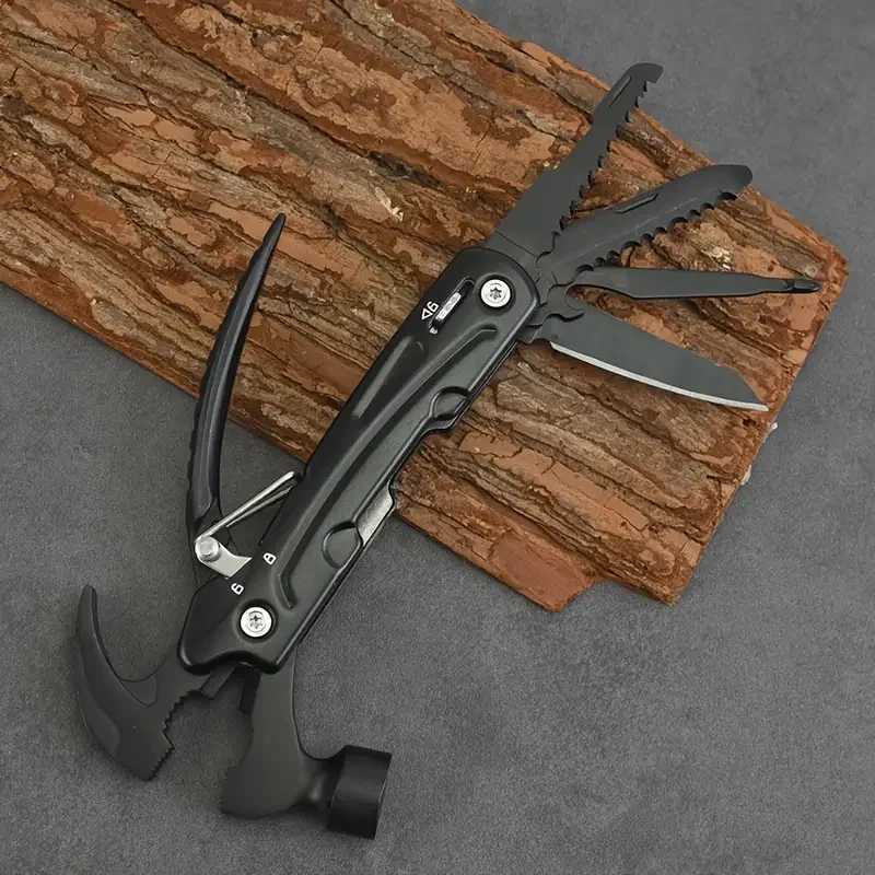 1pc 15 In 1 Multifunctional Hammer Stainless Steel Portable Folding Knife Pliers For Outdoor Survival Camping And Hiking J251121