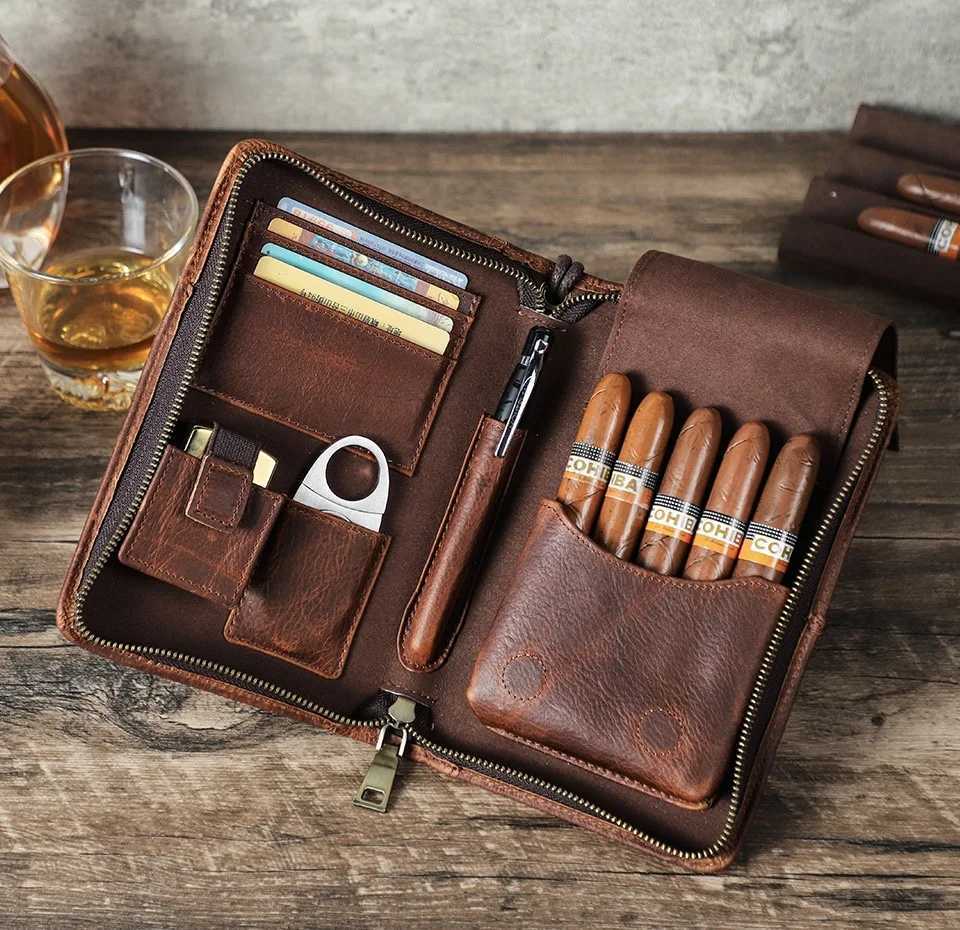 Cigar Storage Bag Portable Travel Organizer for Cigars and Accessories Compact Design with Multiple Compartments Durable and Y251008