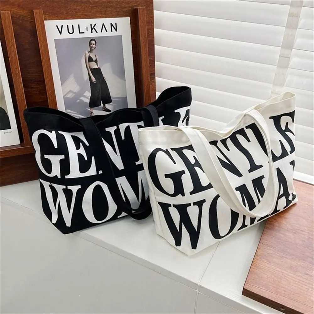 Women Shoulder Bags Birthday Gifts Stylish Personality Letter Travel Canvas Handbags Gentlewoman Large Capacity Tote BagsT251007
