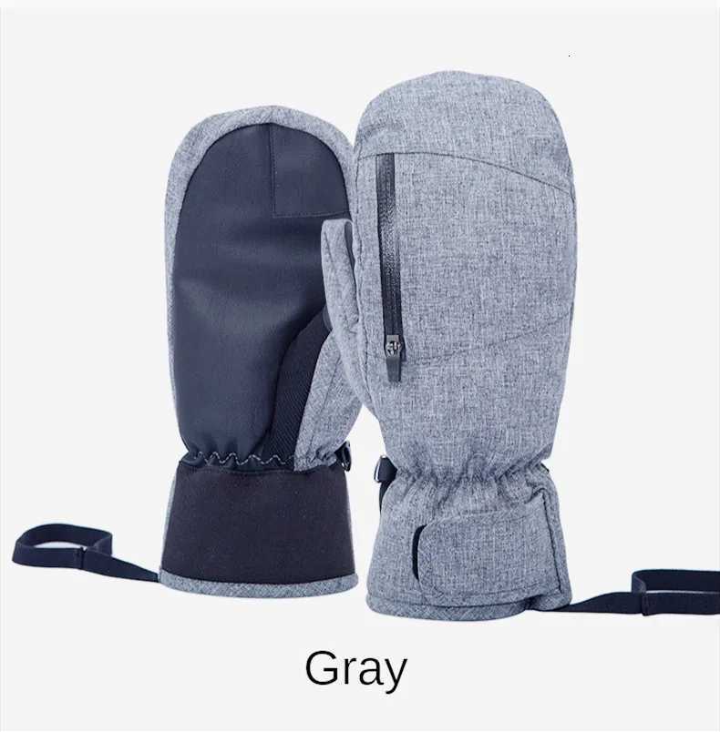 Men Women Winter Skiing Snowboarding Can Touch Screen Waterproof Thermal Thick Snow Gloves Snowmobile Mittens Black White GrayT251008