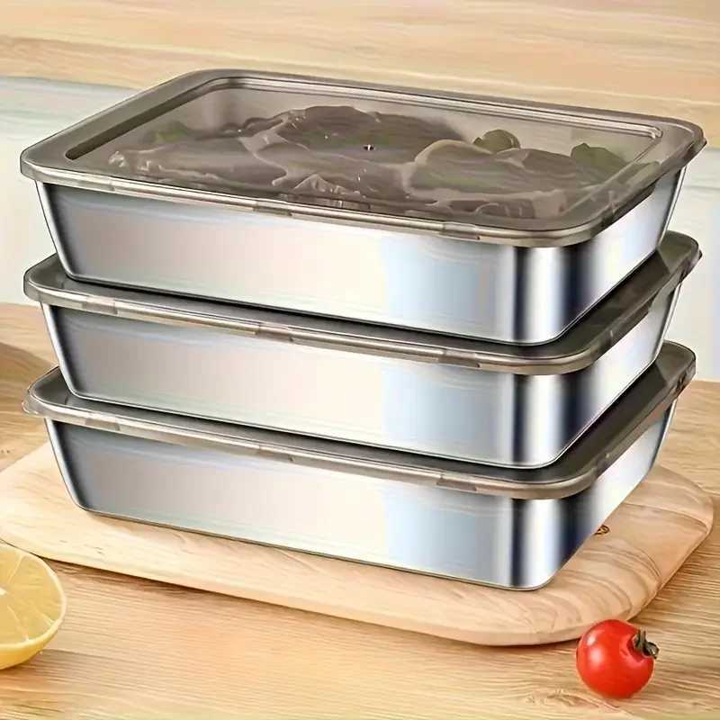 Stainless Steel Food Storage Container Set Stackable Container with Sealed Lids for Meal Preparation and Kitchen Organization C251008