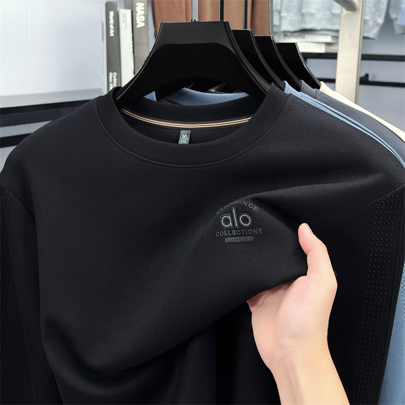 Autumn Winter Air Designer Hoodie Layer Sweatshirt Men Classic Round Neck Casual Designer Shirt Solid Color Simple Versatile Long Sleeve T-shirt Base 