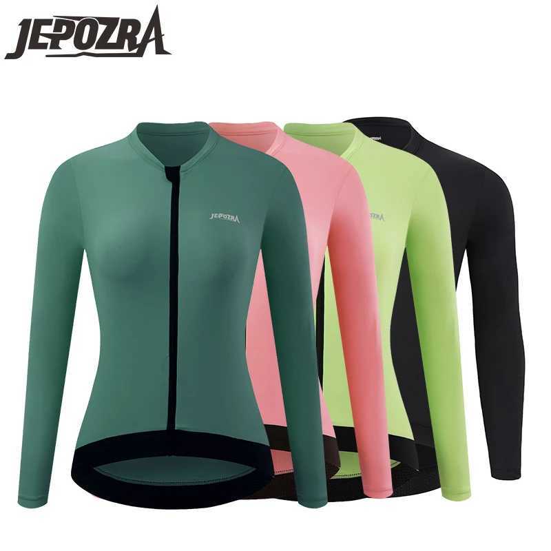 JEPOZRA Cycling Jersey Slim Fit Women Long Sleeves Cycling Jersey High Quality Women Breathable Cycling Maillott J251008