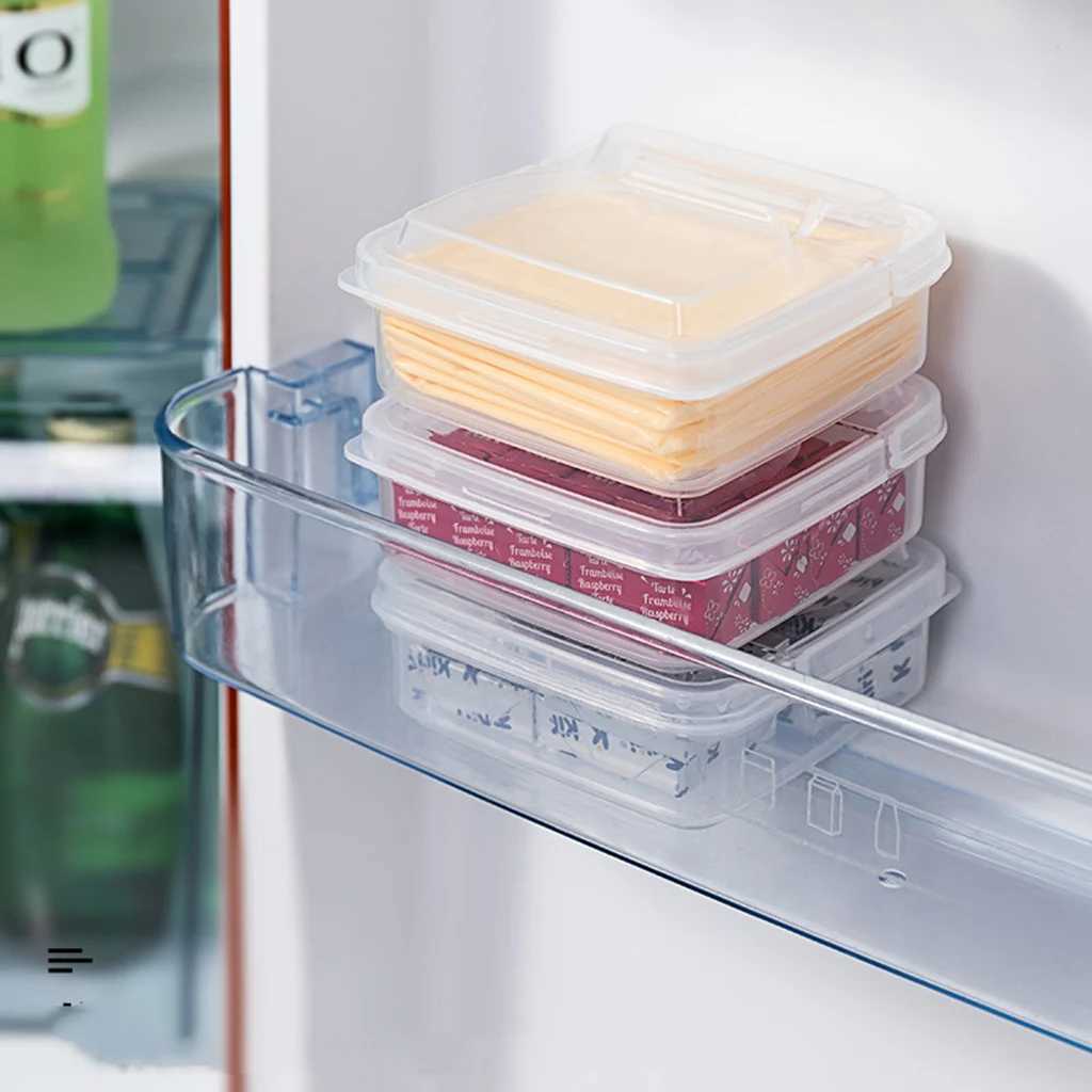2pcs Butter Cheese Storage Box Transparent Cheese Box Refrigerator Kitchen Fruit Vegetable Freshkeeping Organizer Storage Box C251008